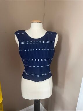 Sandro Paris Navy Sleeveless Knit Tank Top size M